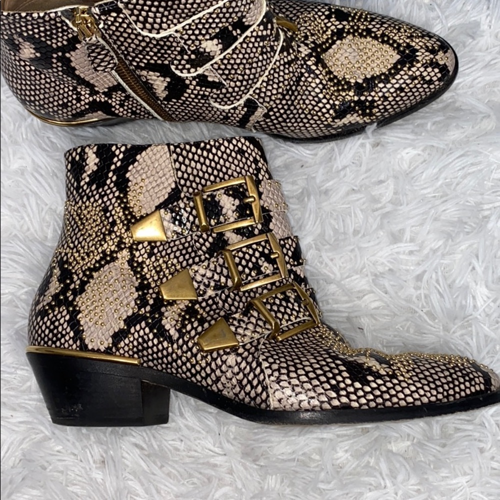 Chloe | Susanna Python Snakeskin Print Studded Bo… - image 4